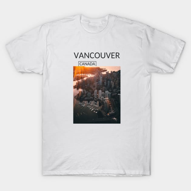 Vancouver British Columbia Canada Skyline Cityscape Gift for Canadian Canada Day Present Souvenir T-shirt Hoodie Apparel Mug Notebook Tote Pillow Sticker Magnet T-Shirt by Mr. Travel Joy